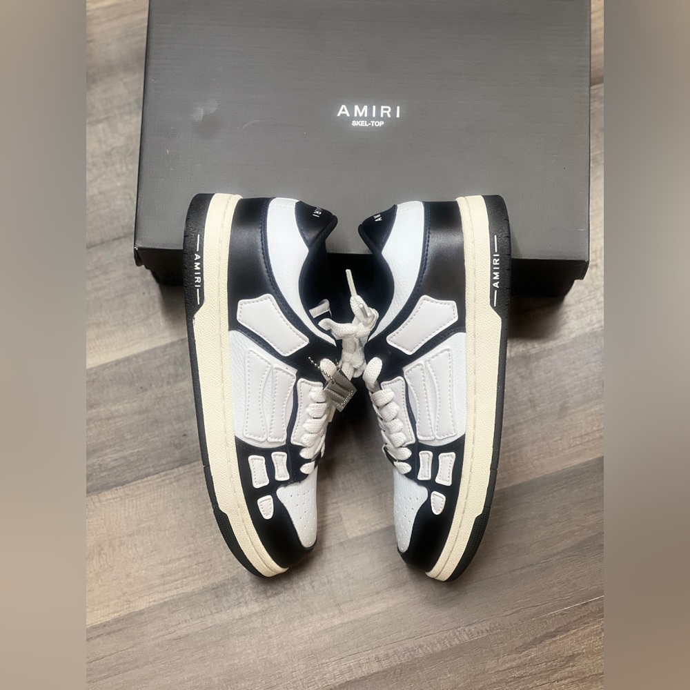 AMIRI Skel Top Low Black White Leather Sneakers